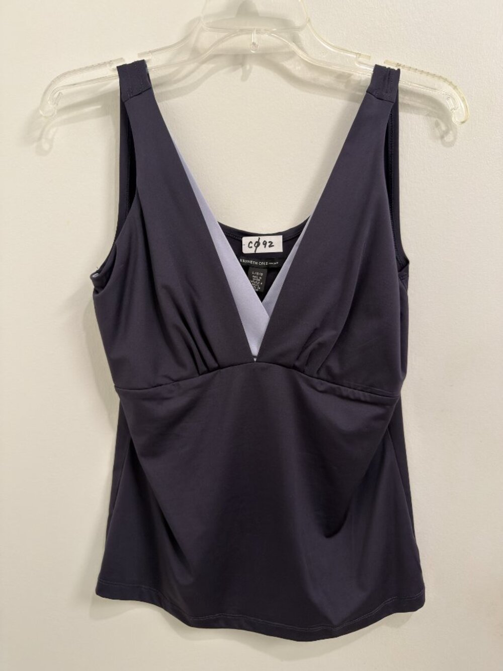 C092 Kenneth Cole New York "Sexy Solids" Colorblock Halter-Style V-Neck Tankini